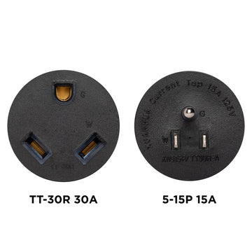 Generator Plug Adapter: 15A 120V 5-15P to TT-30R