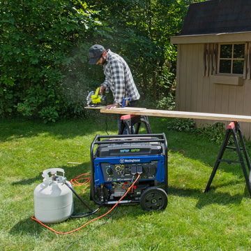 Westinghouse | WGen9500DFc Shown In Use Powering a Hand Saw Using Propane as its Fuel Source