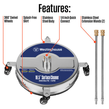 Westinghouse 16.5" Stainless Steel Surface Cleaner for Pressure Washers