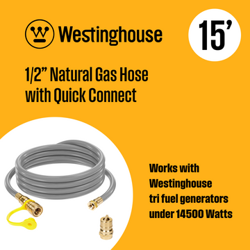 15' Natural Gas Hose: 1/2" Diameter