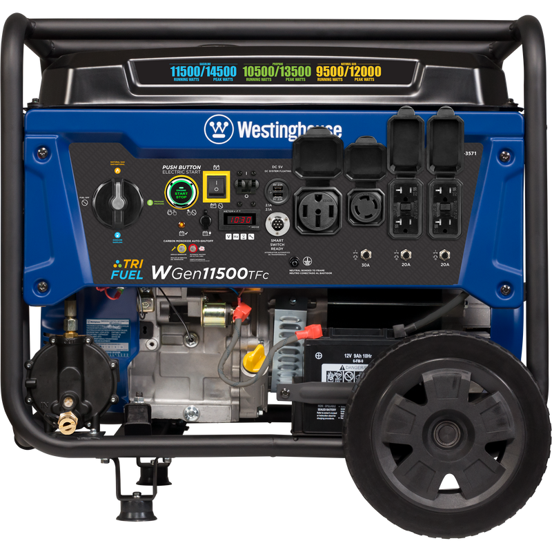 Westinghouse | WGen11500TFc Tri fuel portable generator front view