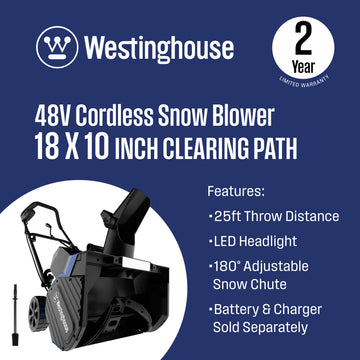 48V 18" Cordless Snow Blower - Tool Only