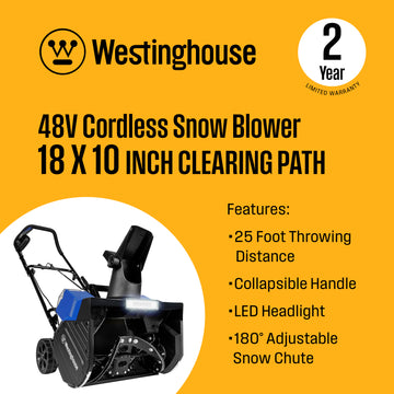 48V 18" Cordless Snow Blower - Tool Only