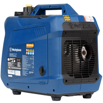 Westinghouse | iGen2550DFc dual fuel portable inverter generator with co sensor rear left view shown on a white background