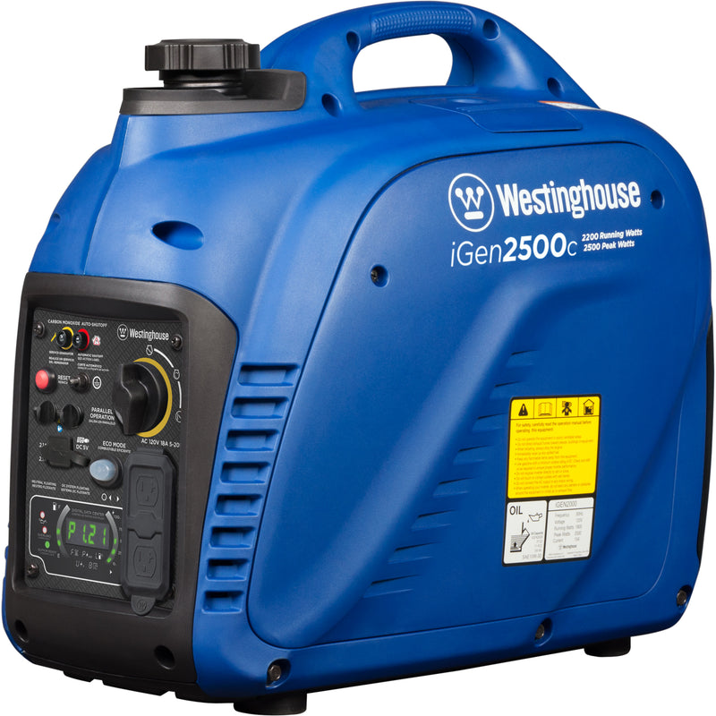 Westinghouse | iGen2500c portable inverter generator front left view shown on a white background