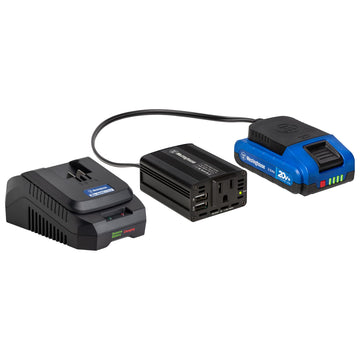 20V Cordless Power Inverter with 2.0 Ah Lithium-Ion Battery and Charger