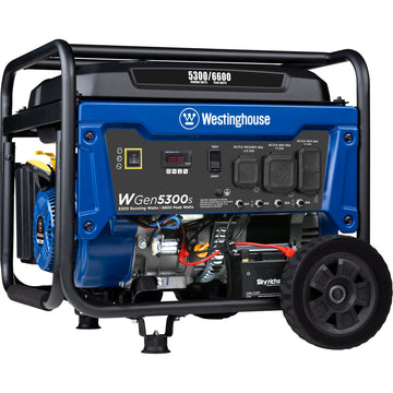 Westinghouse | WGen5300s portable generator shown at an angle on a white background
