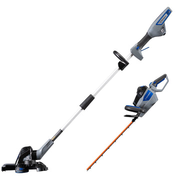 String trimmer and edger and hedge trimmer on a white background.