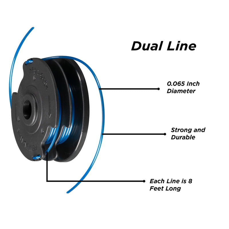 Trimmer Line Replacement Spool, Easy Feed, Dual-Line, .08-Inch