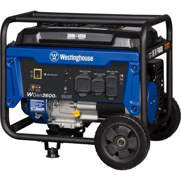 Westinghouse | WGen3600c portable generator front left view shown on a white background