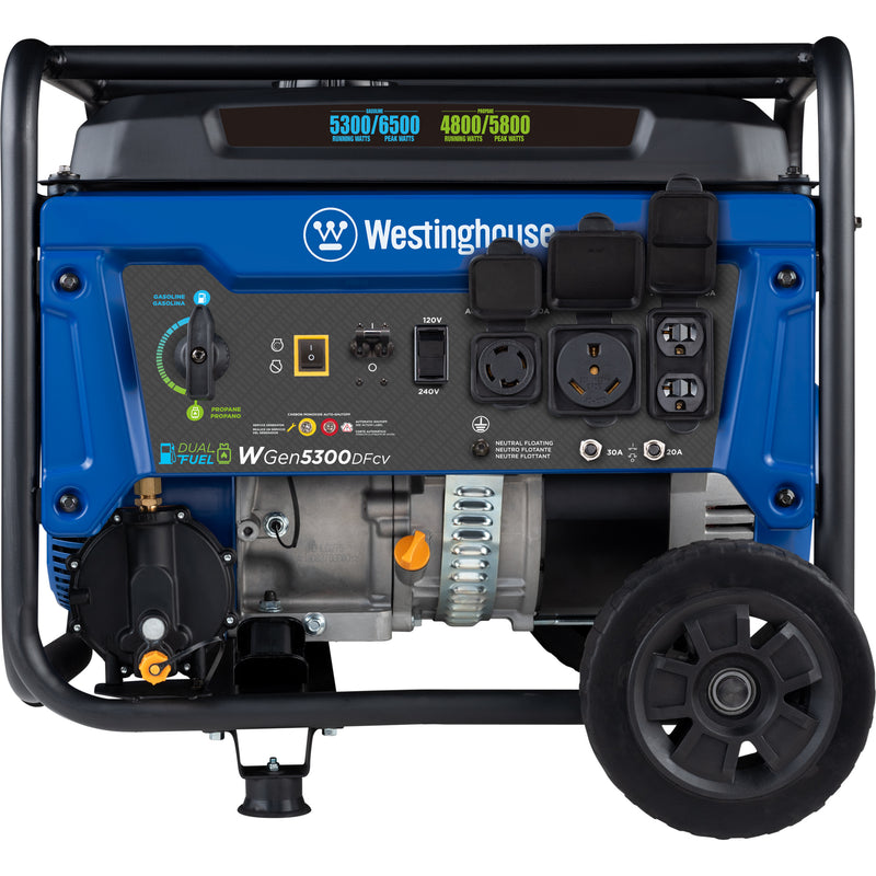 Westinghouse | WGen5300DFcv portable generator front view on a white background