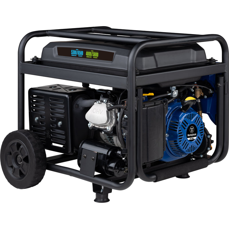 Westinghouse | WGen5300DFcv portable generator back right view on a white background
