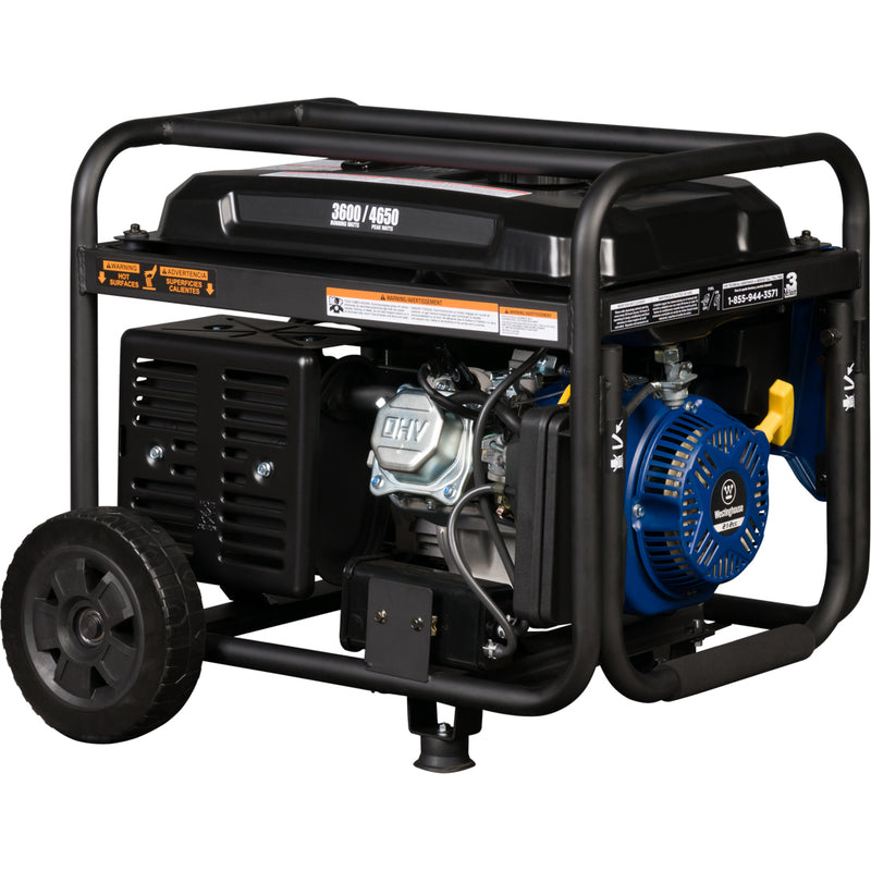 Westinghouse | WGen3600 portable generator back right view on a white background.