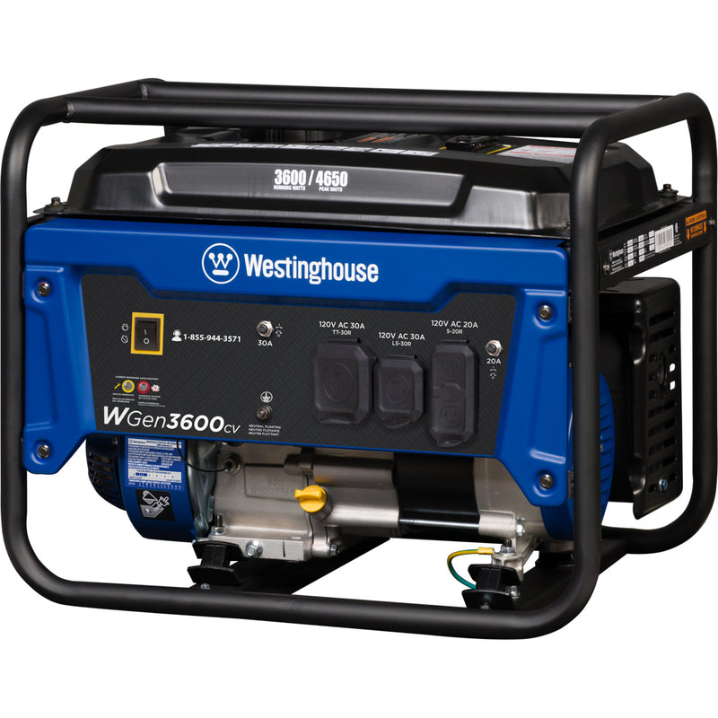 Westinghouse | WGen3600cv portable generator front left view shown on a white background
