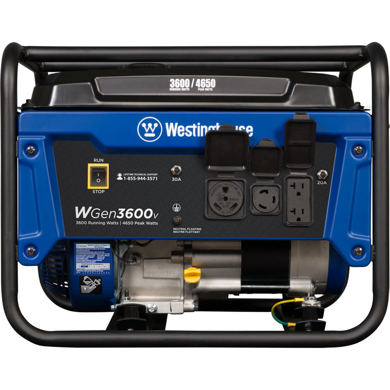 Westinghouse | WGen3600v portable generator front view on a white background.