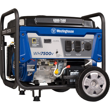 Westinghouse | WH7500v portable generator shown at an angle on a white background.